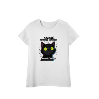 Nome do produto Camisa Baby Long - NAZARÉ TENTANDO ENTENDER - GATO PRETO CONFUSO