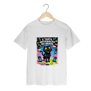 Nome do produto Camiseta E Tanta Informação no Brasil - Gato Preto Surtado Meme 