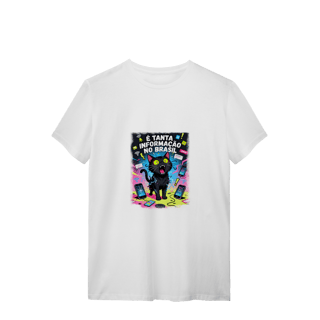 Nome do produto Camiseta É Tanta Informação no Brasil - Gato Preto Surtado Meme