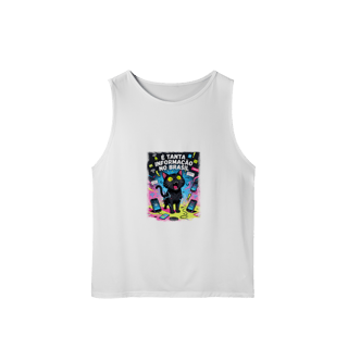 Nome do produto Camiseta É Tanta Informação no Brasil - Gato Preto Surtado Meme