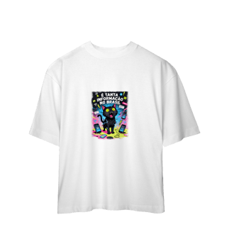 Nome do produto Camiseta É Tanta Informação no Brasil - Gato Preto Surtado Meme