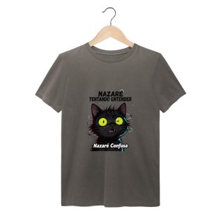 Nome do produto T-Shirt Estonada - NAZARÉ TENTANDO ENTENDER - GATO PRETO CONFUSO