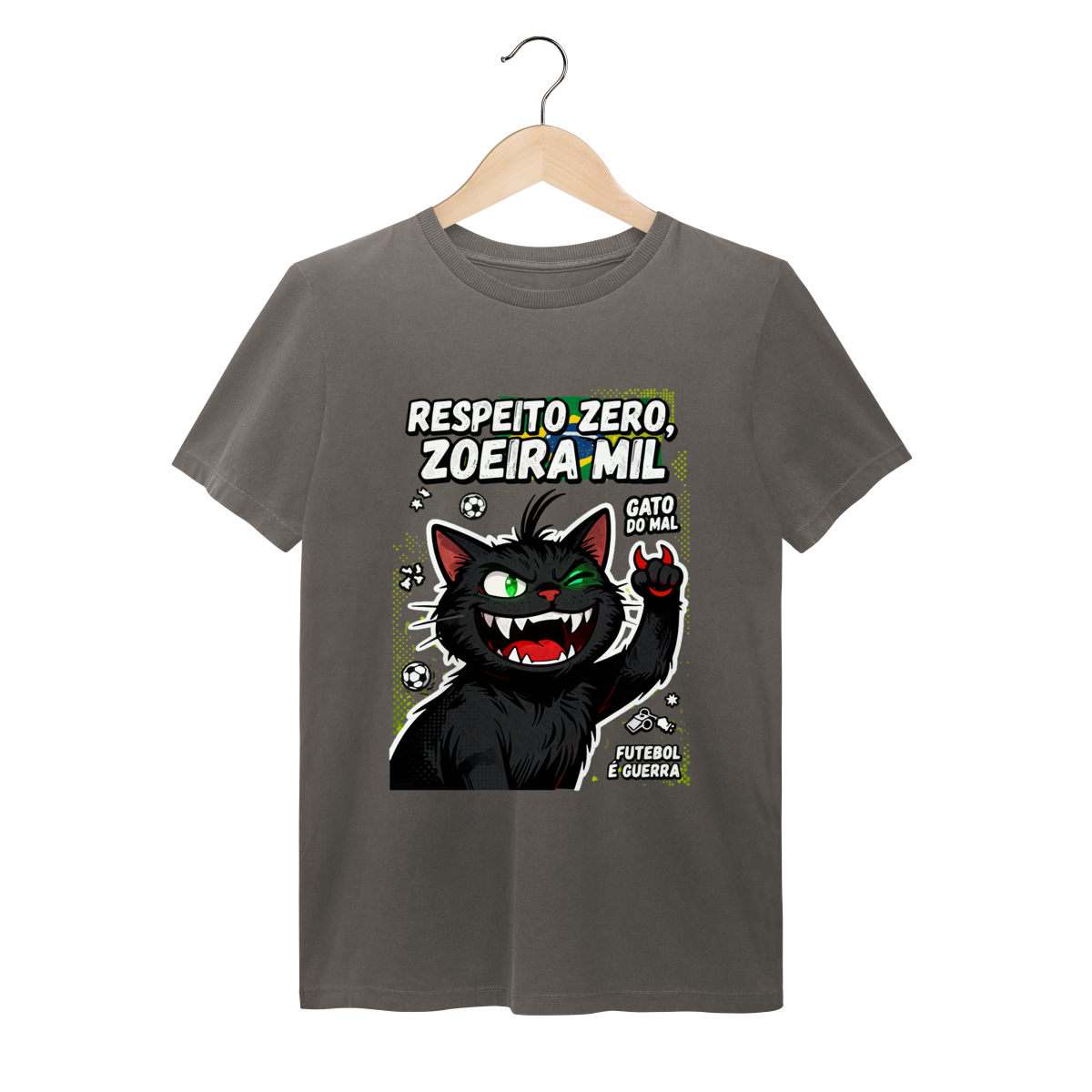 Nome do produto: Camiseta Respeito Zero Zoeira Mil Gato do Mal Futebol