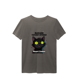 Nome do produto T-Shirt Estonada - NAZARÉ TENTANDO ENTENDER - GATO PRETO CONFUSO