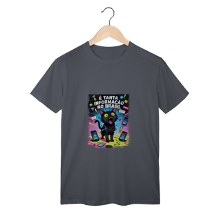 Nome do produto Camiseta E Tanta Informação no Brasil - Gato Preto Surtado Meme