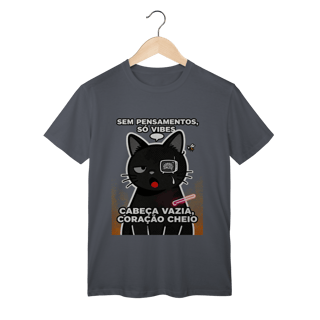Nome do produto Camiseta Sem Pensamentos Só Vibes Gato Braindead Gen Z