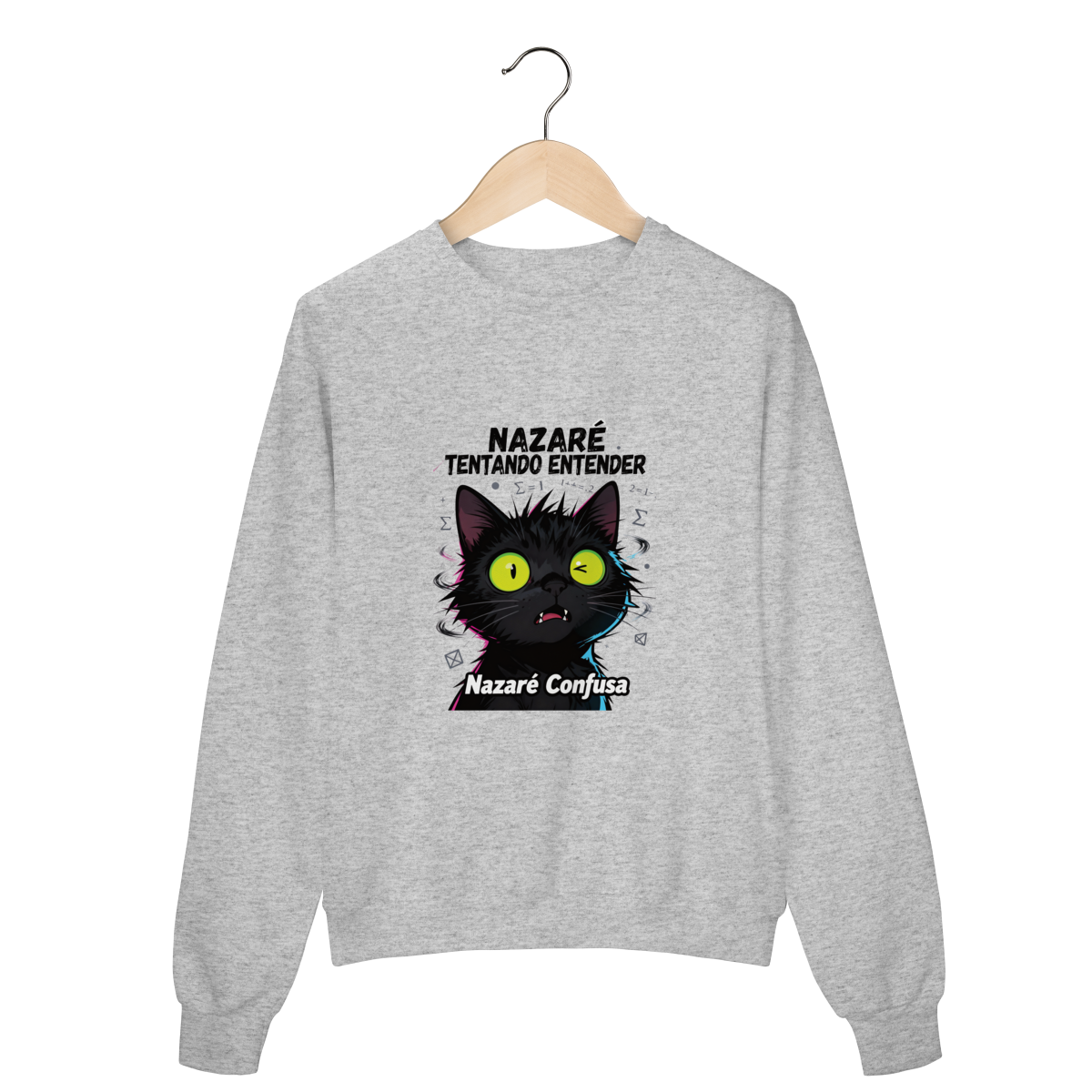 Nome do produto: Moletom Prime - NAZARÉ TENTANDO ENTENDER - GATO PRETO CONFUSO