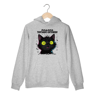 Nome do produto Moletom Prime Canguru - NAZARÉ TENTANDO ENTENDER - GATO PRETO CONFUSO