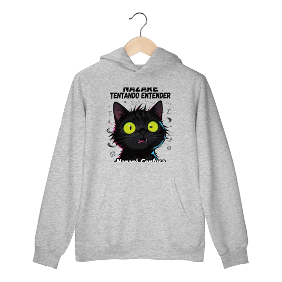 Moletom Prime Canguru - NAZARÉ TENTANDO ENTENDER - GATO PRETO CONFUSO