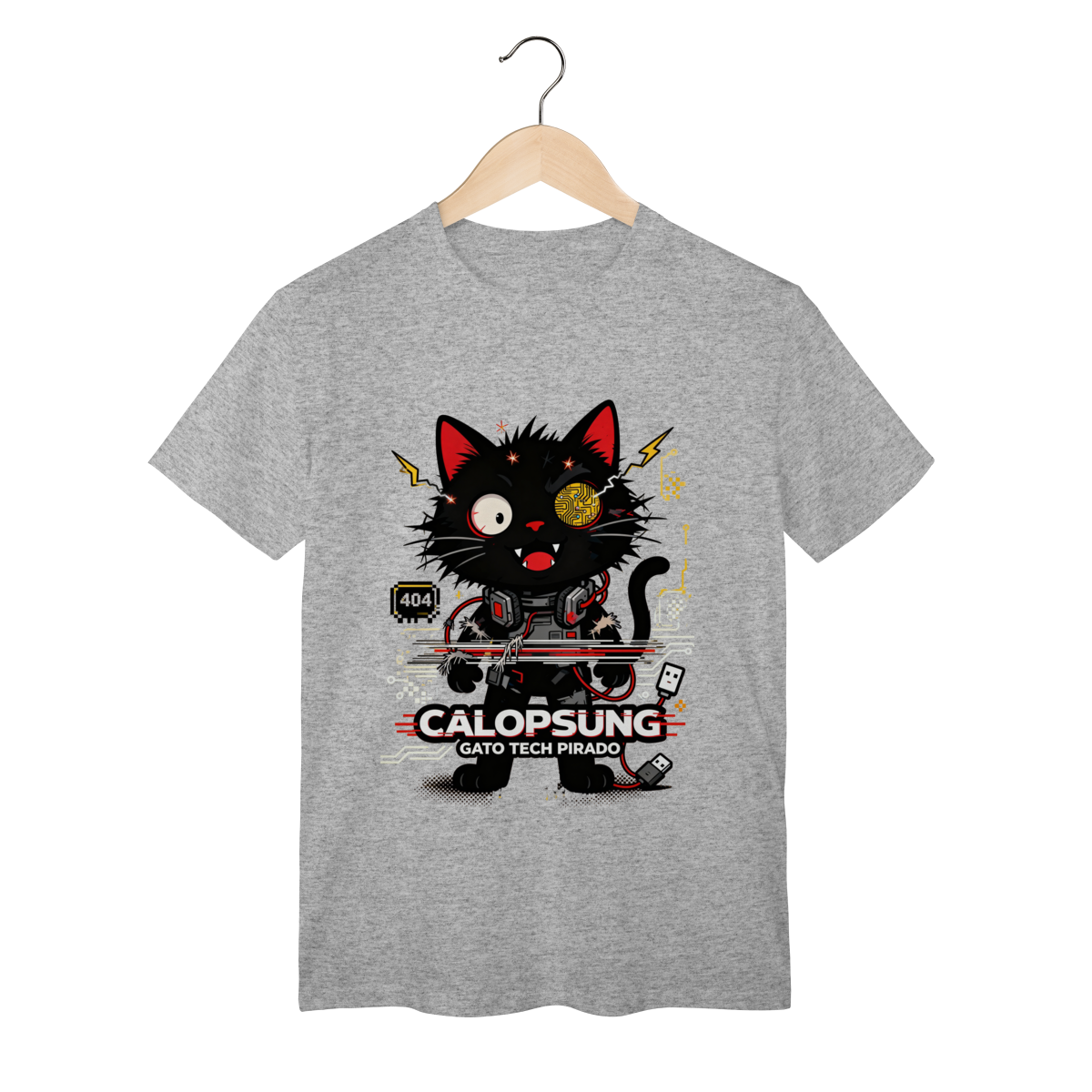 Nome do produto: Camiseta Calopsung Gato Tech Pirado - Meme Tecnologia
