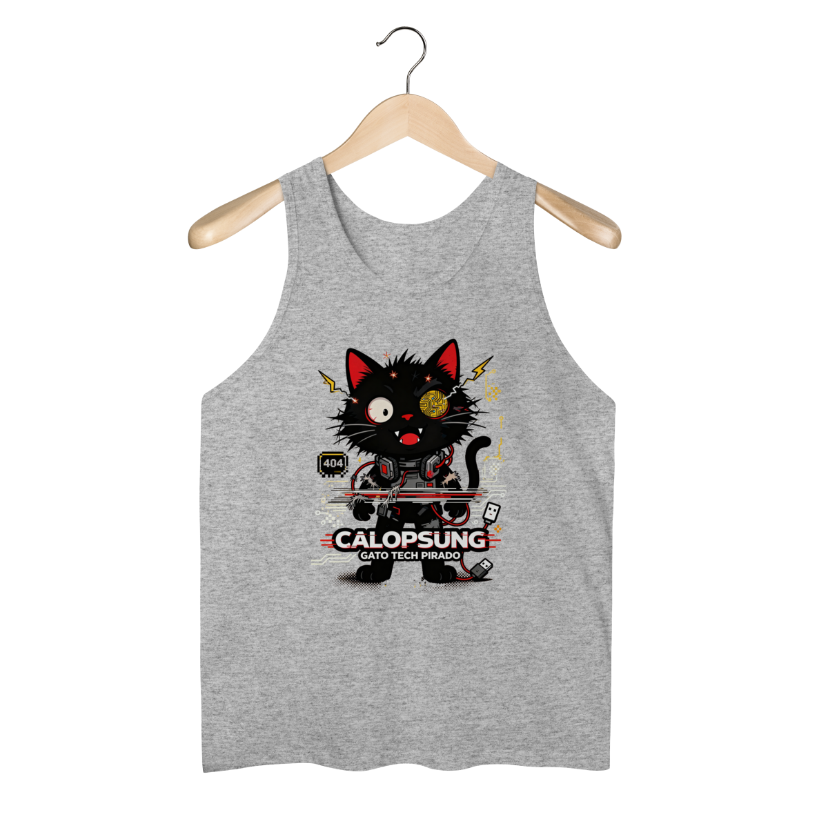 Nome do produto: Camiseta Calopsung Gato Tech Pirado - Meme Tecnologia