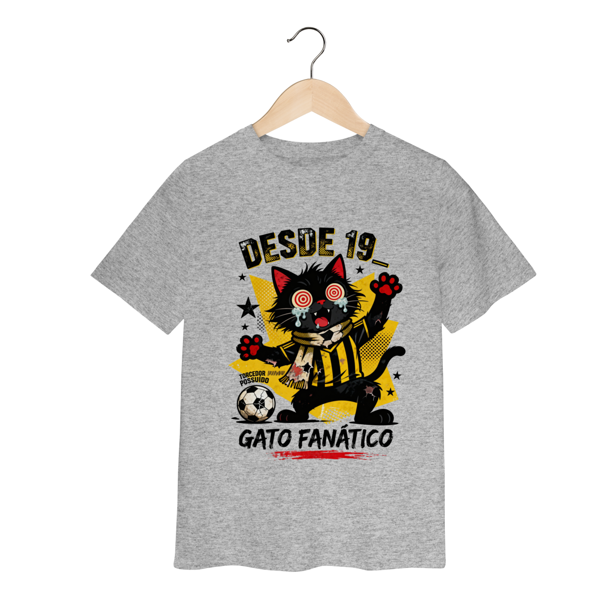 Nome do produto: Camiseta Torcedor Possuído - Gato Fanático Futebol Retrô