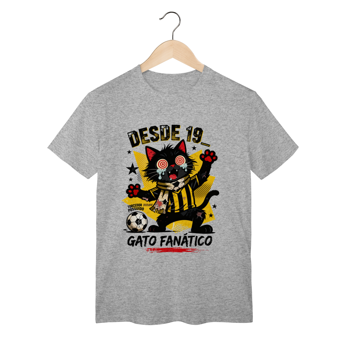 Nome do produto: Camiseta Torcedor Possuído - Gato Fanático Futebol Retrô
