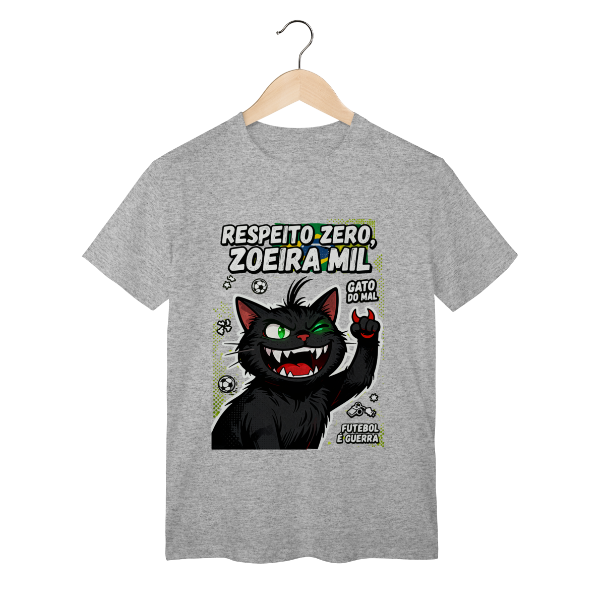 Nome do produto: Camiseta Respeito Zero Zoeira Mil Gato do Mal Futebol