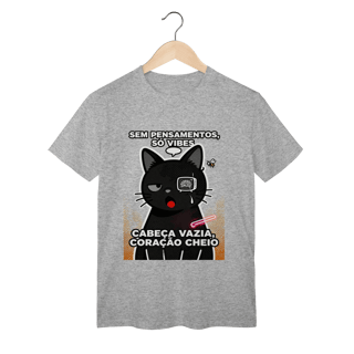 Camiseta Sem Pensamentos Só Vibes Gato Braindead Gen Z