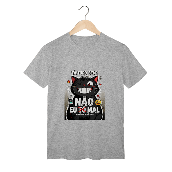 Camiseta Tá Tudo Bem Não Gato Ansioso Gen Z Mental Health