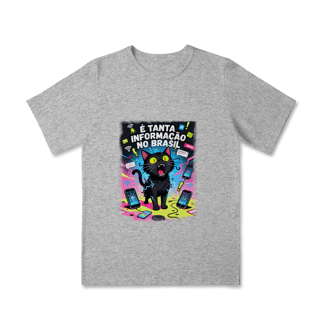 Nome do produto Camiseta E Tanta Informação no Brasil - Gato Preto Surtado Meme 