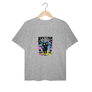 Nome do produto Camiseta É Tanta Informação no Brasil - Gato Preto Surtado Meme