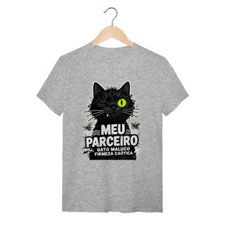 Nome do produto Camiseta Meu Parceiro Gato Maluco Streetwear Firmeza Caótica