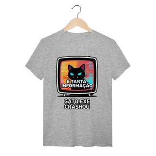 Nome do produto Camiseta É Tanta Informação Gato.exe Crashou Digital Demon Dicavalli Meme