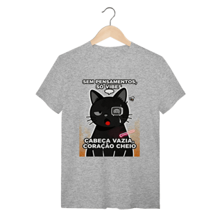 Nome do produto Camiseta Sem Pensamentos Só Vibes Gato Braindead Gen Z