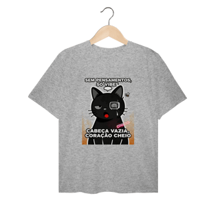 Nome do produto Camiseta Sem Pensamentos Só Vibes Gato Braindead Gen Z