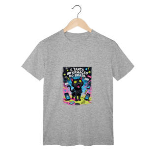 Nome do produto Camiseta E Tanta Informação no Brasil - Gato Preto Surtado Meme