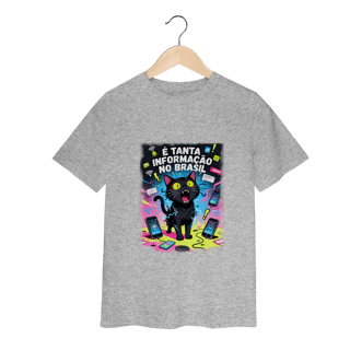 Nome do produto Camiseta E Tanta Informação no Brasil - Gato Preto Surtado Meme 
