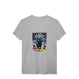 Nome do produto Camiseta É Tanta Informação no Brasil - Gato Preto Surtado Meme