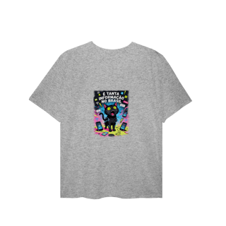 Nome do produto Camiseta É Tanta Informação no Brasil - Gato Preto Surtado Meme