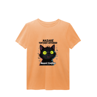 Nome do produto T-Shirt Estonada - NAZARÉ TENTANDO ENTENDER - GATO PRETO CONFUSO