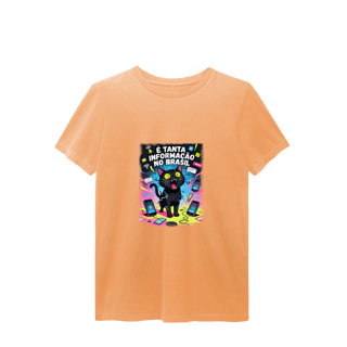 Nome do produto Camiseta É Tanta Informação no Brasil - Gato Preto Surtado Meme