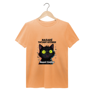 Nome do produto T-Shirt Estonada - NAZARÉ TENTANDO ENTENDER - GATO PRETO CONFUSO