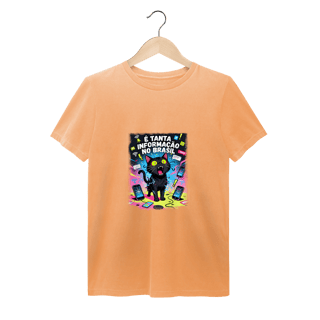 Nome do produto Camiseta É Tanta Informação no Brasil - Gato Preto Surtado Meme