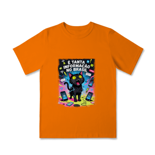 Nome do produto Camiseta E Tanta Informação no Brasil - Gato Preto Surtado Meme 
