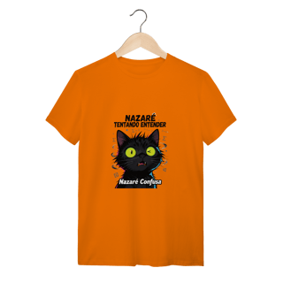Nome do produto T-Shirt - NAZARÉ TENTANDO ENTENDER - GATO PRETO CONFUSO