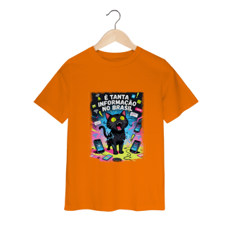 Nome do produto Camiseta E Tanta Informação no Brasil - Gato Preto Surtado Meme 