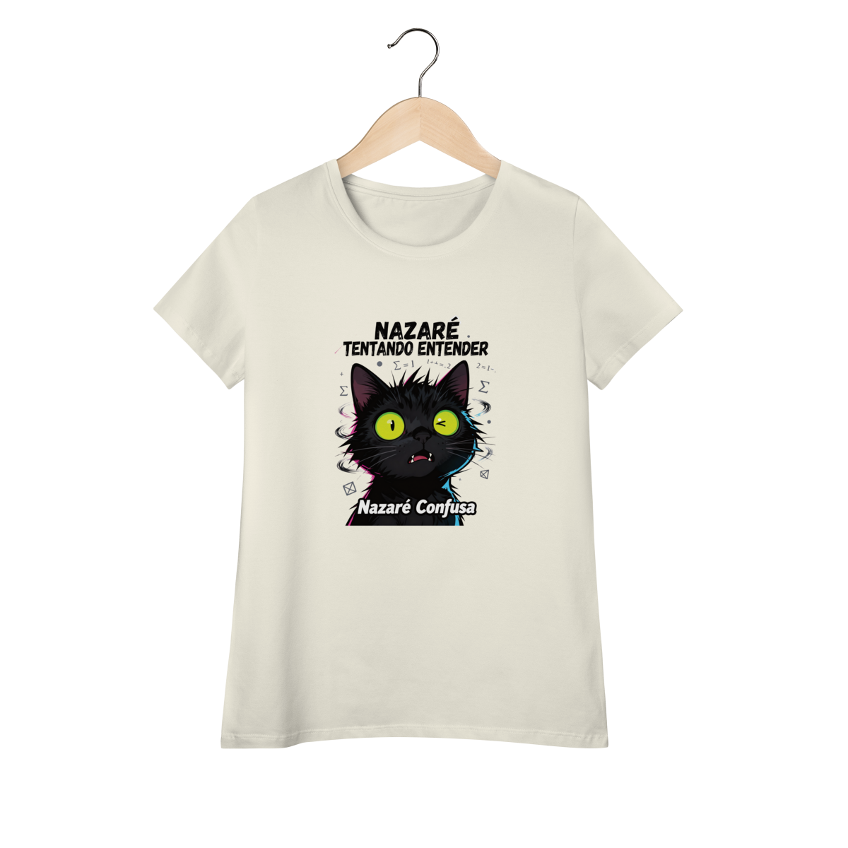 Nome do produto: Camisa Baby Long - NAZARÉ TENTANDO ENTENDER - GATO PRETO CONFUSO