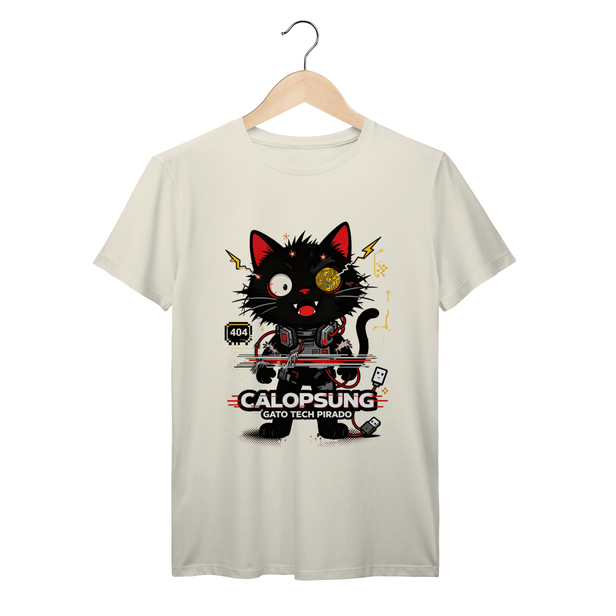 Nome do produto: Camiseta Calopsung Gato Tech Pirado - Meme Tecnologia