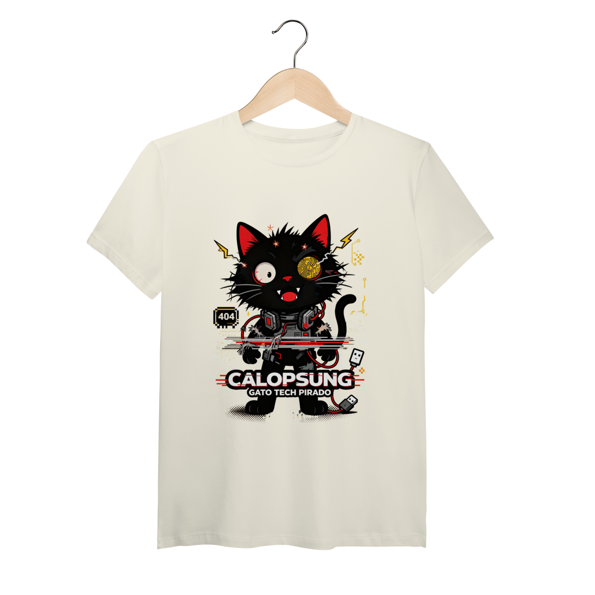 Nome do produto: Camiseta Calopsung Gato Tech Pirado - Meme Tecnologia