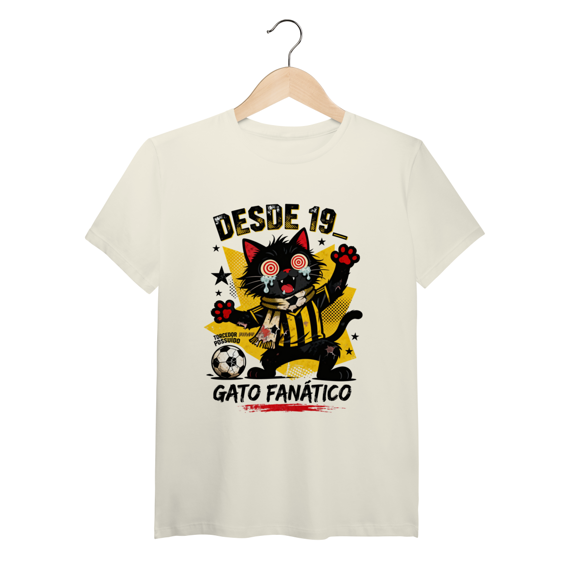 Nome do produto: Camiseta Torcedor Possuído - Gato Fanático Futebol Retrô