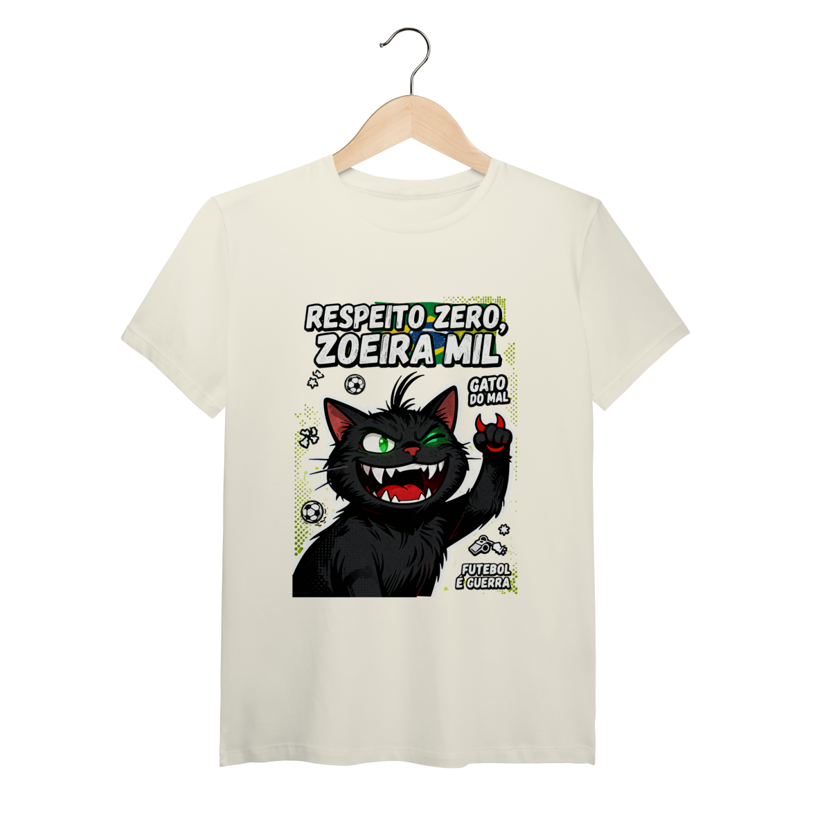 Nome do produto: Camiseta Respeito Zero Zoeira Mil Gato do Mal Futebol