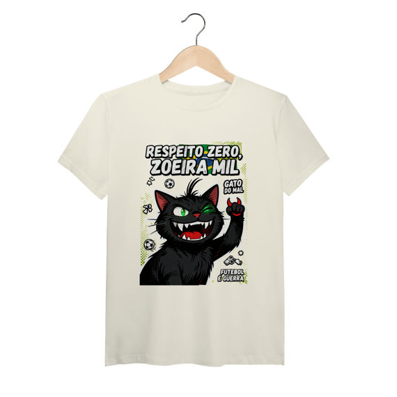 Camiseta Respeito Zero Zoeira Mil Gato do Mal Futebol