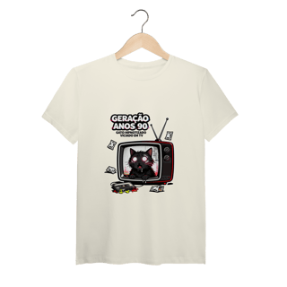 Camiseta Geração Anos 90 Gato Hipnotizado TV Nostalgia Retrô