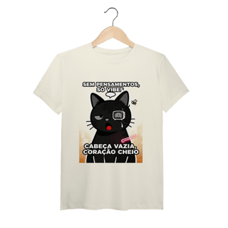 Camiseta Sem Pensamentos Só Vibes Gato Braindead Gen Z