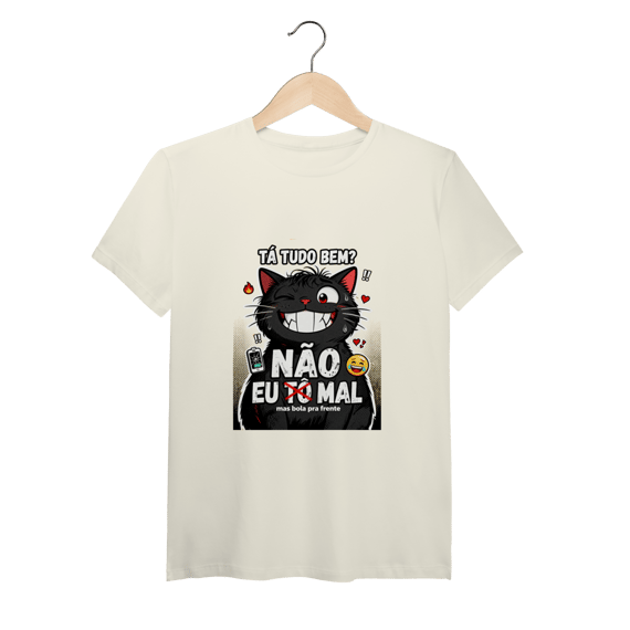 Camiseta Tá Tudo Bem Não Gato Ansioso Gen Z Mental Health
