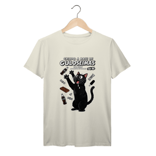 Nome do produto Camiseta Criado Base Guloseimas Gato Viciado Fome Nostalgia