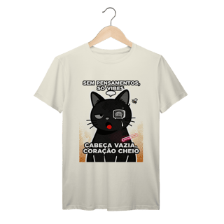 Nome do produto Camiseta Sem Pensamentos Só Vibes Gato Braindead Gen Z
