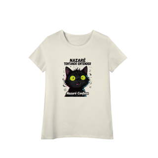 Nome do produto Camisa Baby Long - NAZARÉ TENTANDO ENTENDER - GATO PRETO CONFUSO