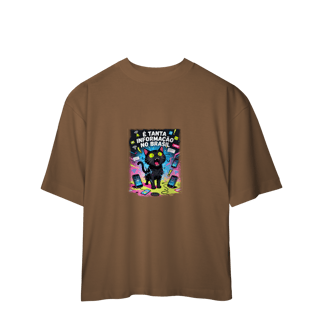 Nome do produto Camiseta É Tanta Informação no Brasil - Gato Preto Surtado Meme